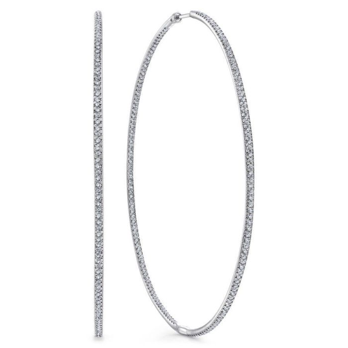 Gabriel & Co. - EG12606W45JJ - 14K White Gold Prong Set 80mm Round Inside Out Diamond Hoop Earrings | Hannoush Jewelers