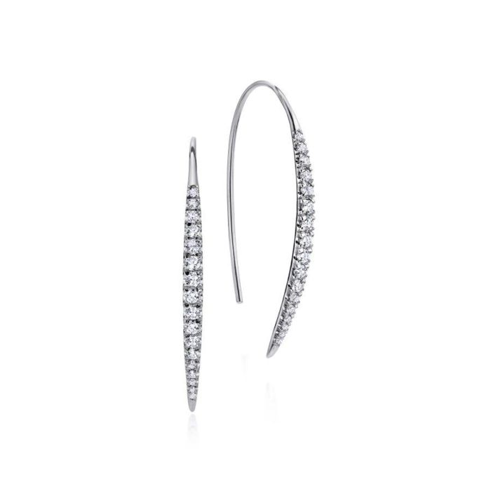 Gabriel & Co. - EG12629W45JJ - 14K White Gold Slim Tapered Diamond Drop Earrings | Hannoush Jewelers