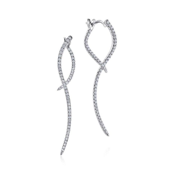 Gabriel & Co. - EG12928W45JJ - 14K White Gold Sculptural Diamond Drop Earrings | Hannoush Jewelers