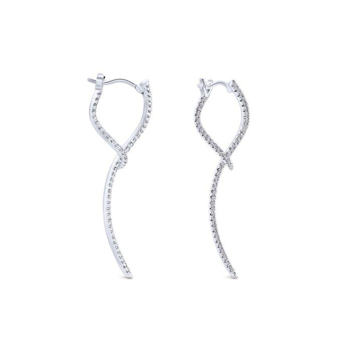 Gabriel & Co. - EG12928W45JJ - 14K White Gold Sculptural Diamond Drop Earrings | Hannoush Jewelers