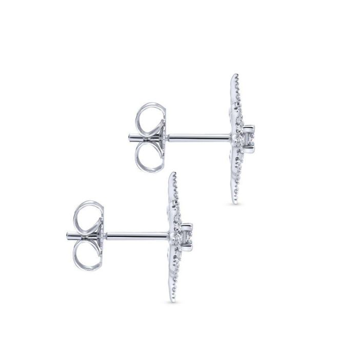 Gabriel & Co. - EG12956W45JJ - 14K White Gold Elongated Diamond Starburst Earrings | Hannoush Jewelers