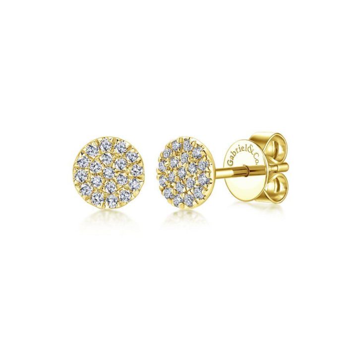 Gabriel & Co. - EG12966Y45JJ - 14K Yellow Gold Round Cluster Diamond Stud Earrings | Hannoush Jewelers