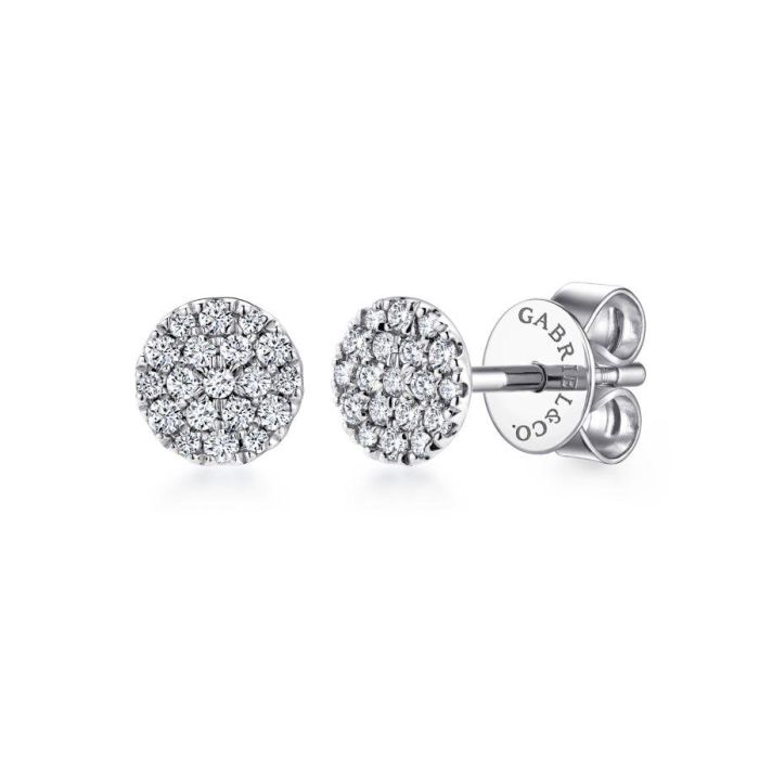 Gabriel & Co. - EG12967W45JJ - 14K White Gold Round Pavâ€š Diamond Stud Earrings | Hannoush Jewelers