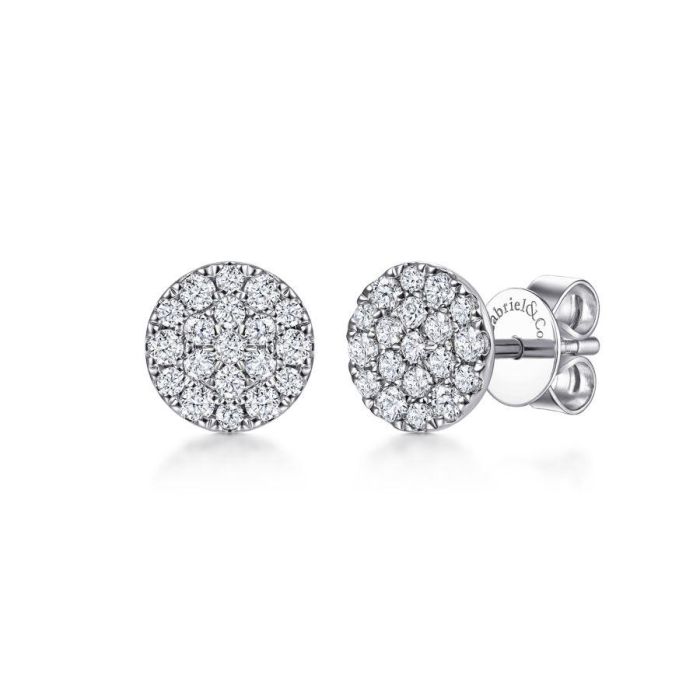 Gabriel & Co. - EG12968W45JJ - 14K White Gold Round Pavâ€š Diamond Stud Earrings | Hannoush Jewelers