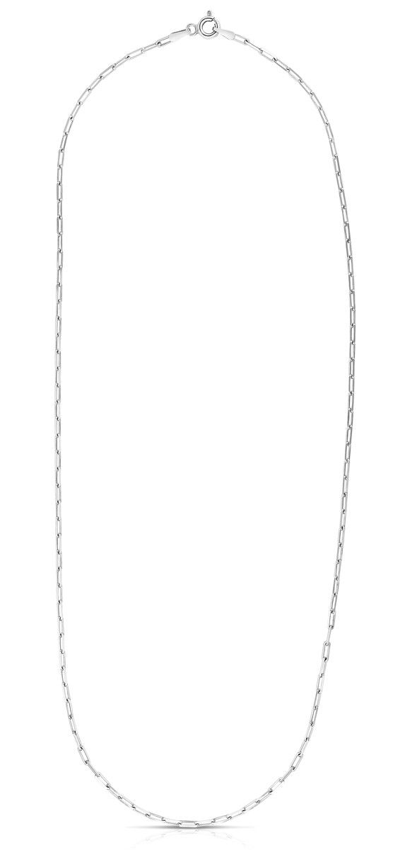 Silver Diamond Cut Paperclip Necklace with Pear Shaped Lobster Clasp AGDPCLIP060 | Hannoush Jewelers