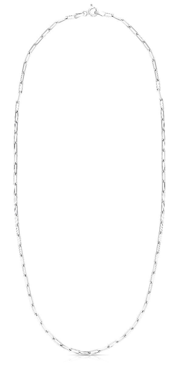 Silver Diamond Cut Paperclip Chain with Pear Shaped Lobster Clasp AGDPCLIP080 | Hannoush Jewelers