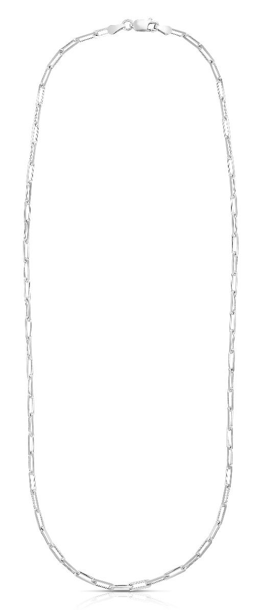 Silver Diamond Cut Paperclip Necklace with Pear Shaped Lobster Clasp AGDPCLIP100 | Hannoush Jewelers