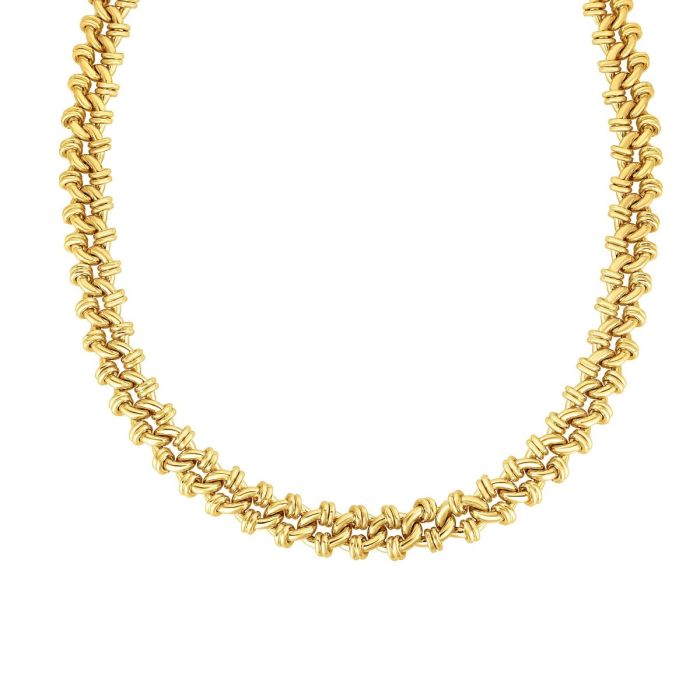 14kt Gold 18" Yellow Finish Shiny Oval Fancy Necklace with Lobster Clasp AUNCK2709-18 | Hannoush Jewelers