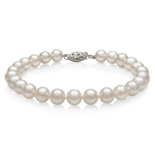 14K White Gold 7.5 inch Akoya AA Pearl Bracelet featuring 6.5-7MM Pearls | Hannoush Jewelers