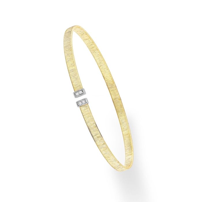 14kt Italian Silk .04ct Diamond Cuff in Yellow Gold BG2238 | Hannoush Jewelers