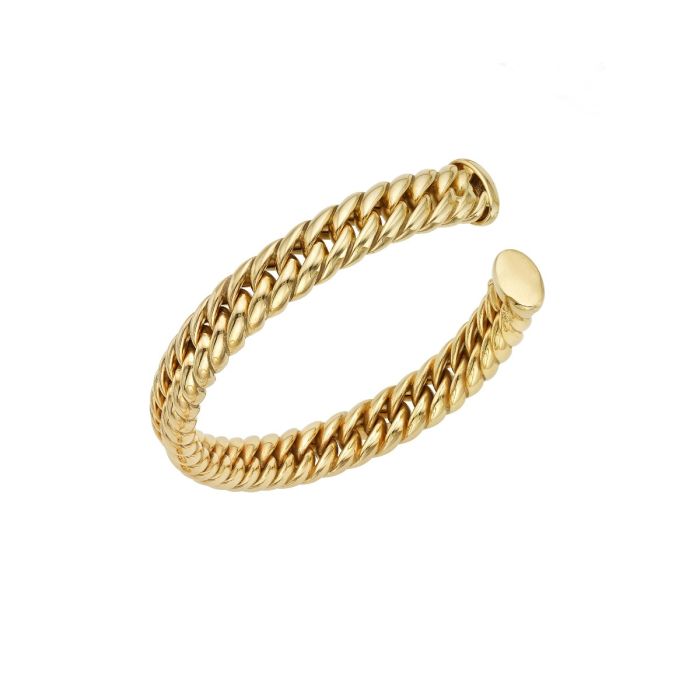 14K yellow Gold Curb Cuff Bangle BG2365 | Hannoush Jewelers