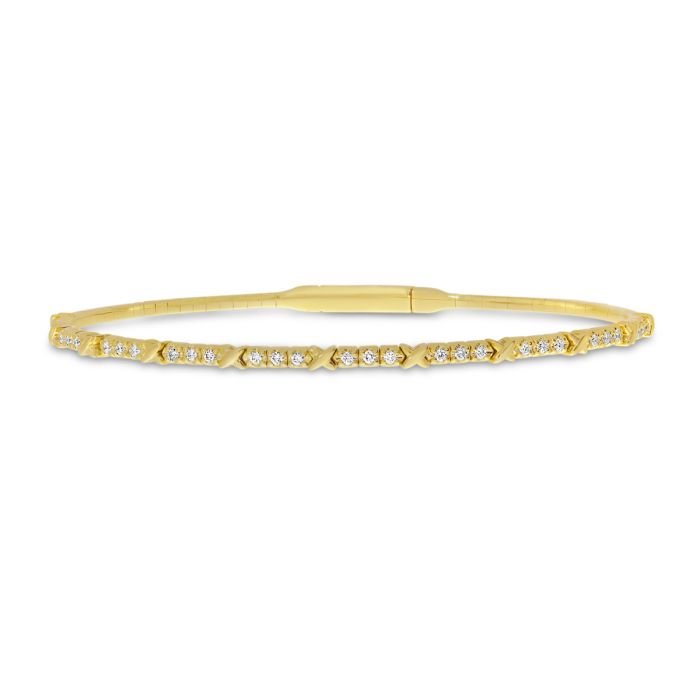 14K Yellow Gold XO Flexible Bangle Bracelet BVB1069 | Hannoush Jewelers