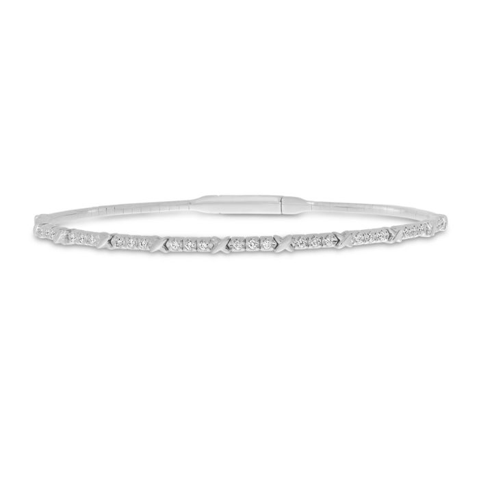 14K White Gold XO Flexible Bangle Bracelet BVB1069W | Hannoush Jewelers