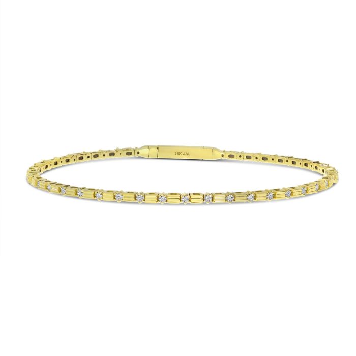 14K Yellow Gold Diamond Bar Flexible Bracelet BVB1080 | Hannoush Jewelers