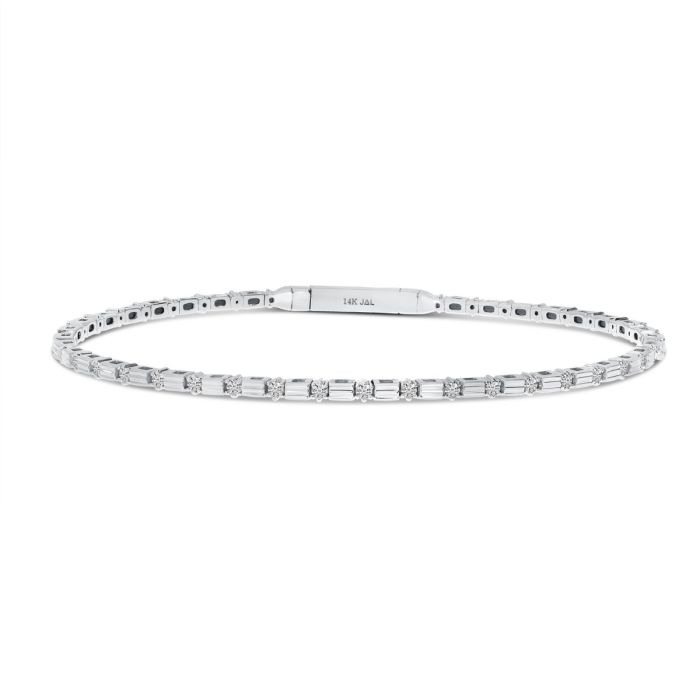 14K White Gold Diamond Bar Flexible Bracelet BVB1080W | Hannoush Jewelers