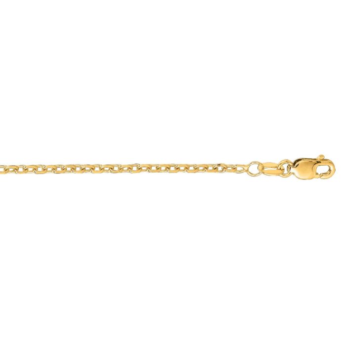 14kt 16" Yellow Gold Diamond Cut Cable Link Chain with Lobster Clasp CAB050-16 | Hannoush Jewelers