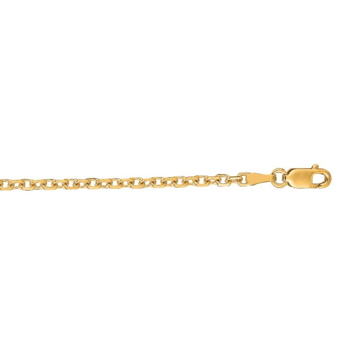 14kt 16" Yellow Gold Diamond Cut Cable Link Chain with Lobster Clasp CAB060-16 | Hannoush Jewelers