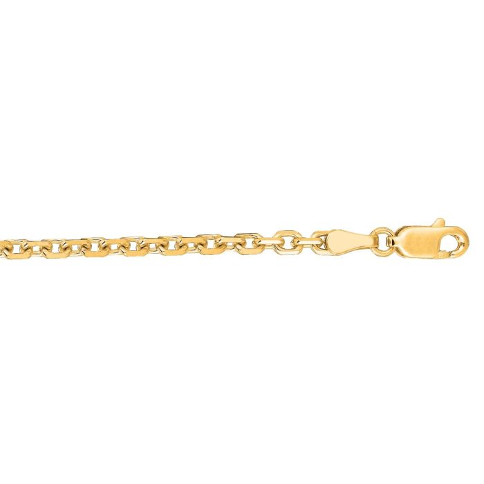 14kt 18" Yellow Gold Diamond Cut Cable Link Chain with Lobster Clasp CAB080-18 | Hannoush Jewelers