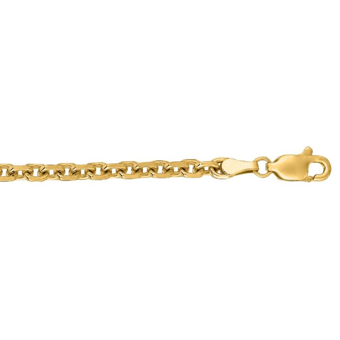 14kt 18" Yellow Gold Diamond Cut Cable Link Chain with Lobster Clasp CAB100-18 | Hannoush Jewelers