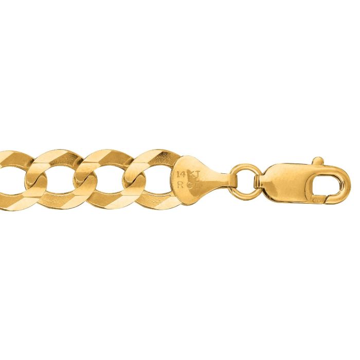 14kt Gold 26" Yellow Finish Shiny+Diamond Cut Oval Comfort Curb Chain with Lobster Clasp CC250-26 | Hannoush Jewelers