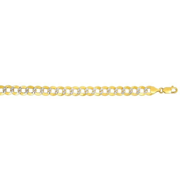 14kt Gold 26" Yellow+White Finish Diamond Cut Comfort Pave Curb Chain with Lobster Clasp CPC250-26 | Hannoush Jewelers