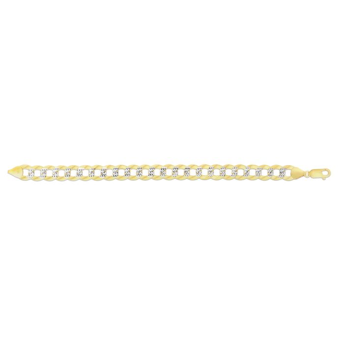 14kt Gold 30" Yellow+White Finish Pave Curb Link Comfort Pave Curb Chain with Lobster Clasp CPC280-30 | Hannoush Jewelers