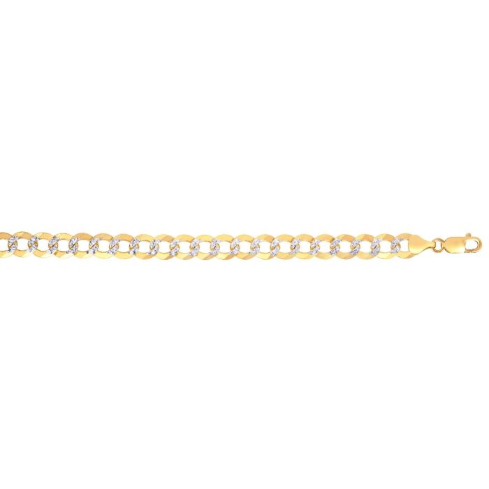 14kt Gold 26" Yellow Finish Pave Curb Link Comfort Pave Curb Chain with Lobster Clasp CPC310-26 | Hannoush Jewelers