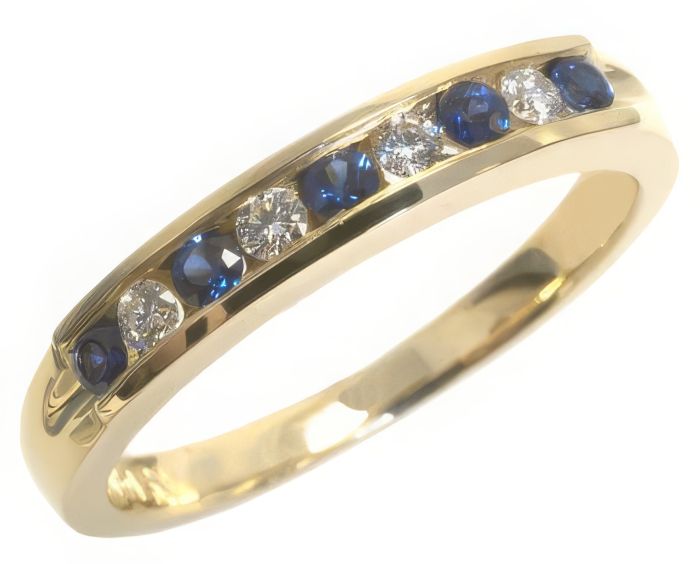 14K Yellow Gold Diamond and Sapphire Band HB21184SA | Hannoush Jewelers