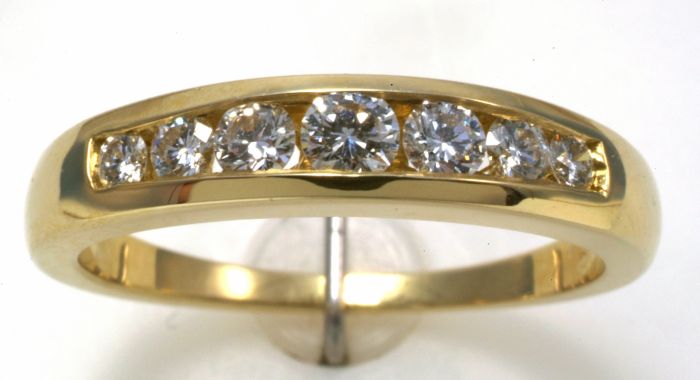 14k Yellow Gold Diamond Half Eternity Band HB0661DI | Hannoush Jewelers