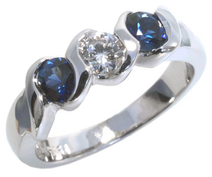 14K White Gold Diamond and Sapphire Band HB13138SA | Hannoush Jewelers