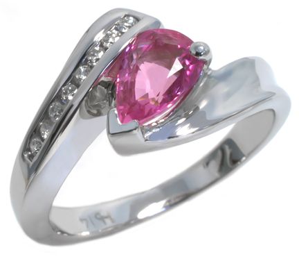 14K White Gold Diamond and Pink Sapphire Ring HB202464SAPW | Hannoush Jewelers