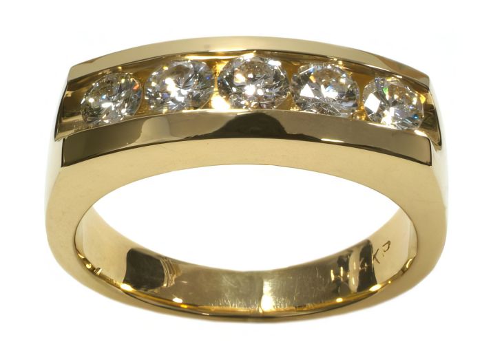 14K Yellow Gold Men's Channel-Set Diamond Ring HB00482 | Hannoush Jewelers