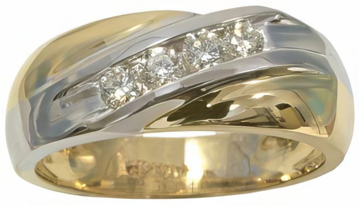 14K Yellow and White Gold Men's Diamond Wedding Band HB14452 | Hannoush Jewelers