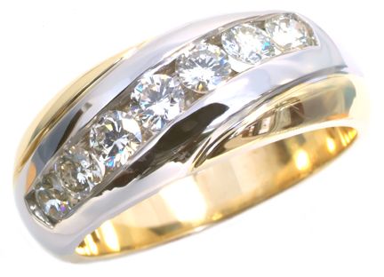 14K Two Tone 7 Round 1.00ct Diamond Band HB14471PQ | Hannoush Jewelers