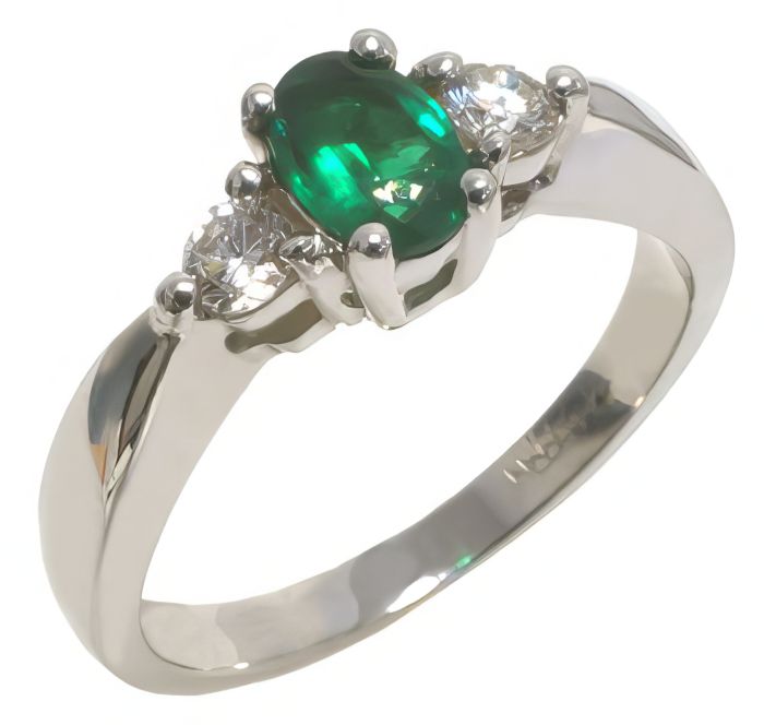 14K White Gold Oval Emerald and Diamond Ring HB06383EMW | Hannoush Jewelers