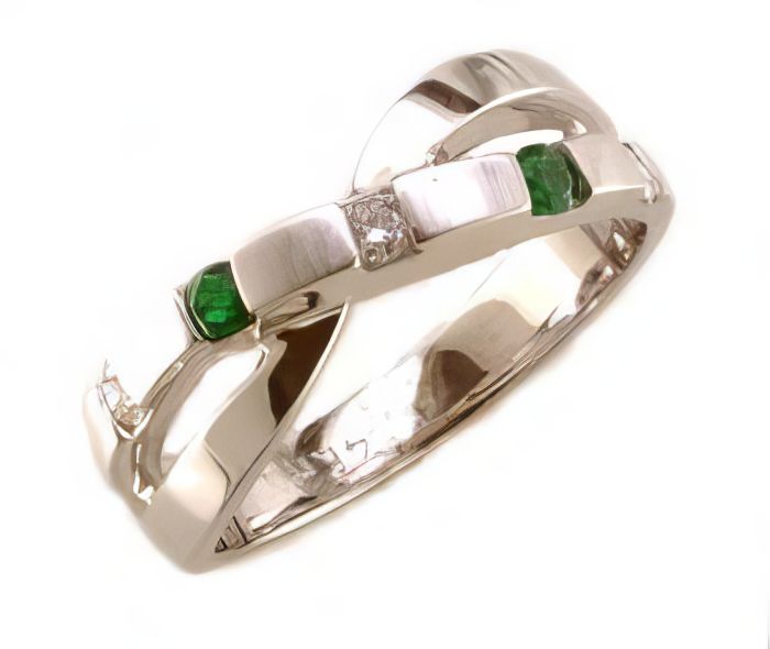 14K White Gold Diamond and Emerald Ring HB20638EMW | Hannoush Jewelers