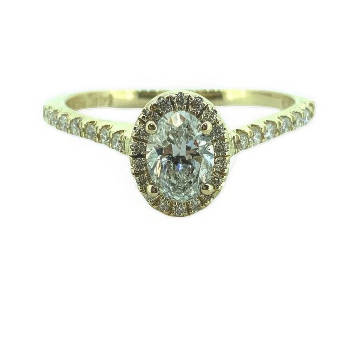 14KT Yellow Gold Oval-0.50CTW/32RD-0.35CTW Diamond Engagement Ring | Hannoush Jewelers