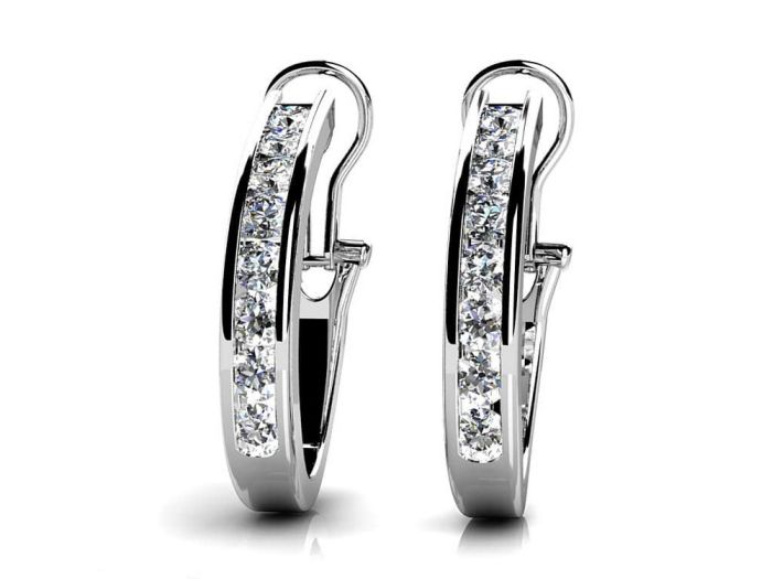 1.00CTW DIAMOND HOOP EARRING WITH OMEGA BACK | Hannoush Jewelers