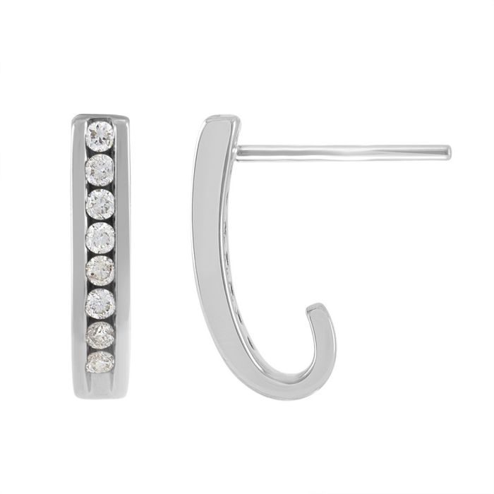 0.50CTW DIAMOND J HOOP WITH PUSH BACK WG | Hannoush Jewelers