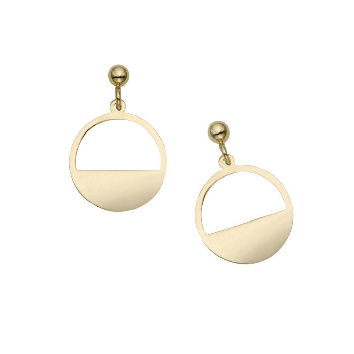 14K Yellow Gold Half Disc Cutout Earrings ER10433 | Hannoush Jewelers