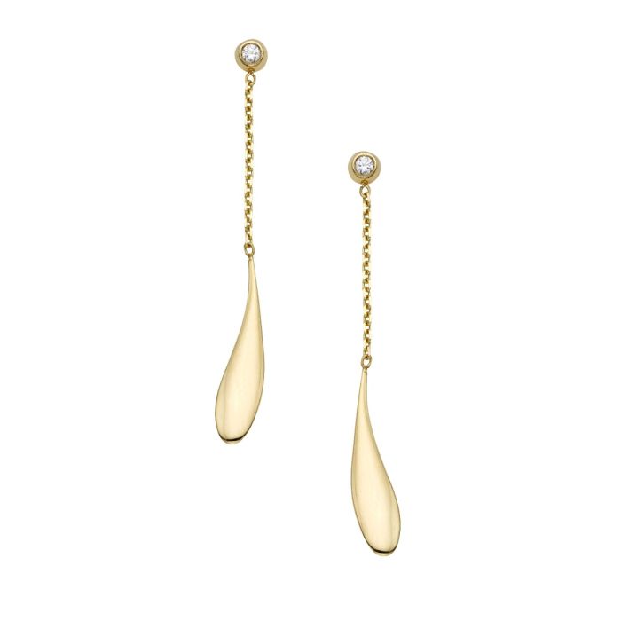 14K Yellow Gold .05CT Diamond Gocce Drop Earrings ER10435 | Hannoush Jewelers