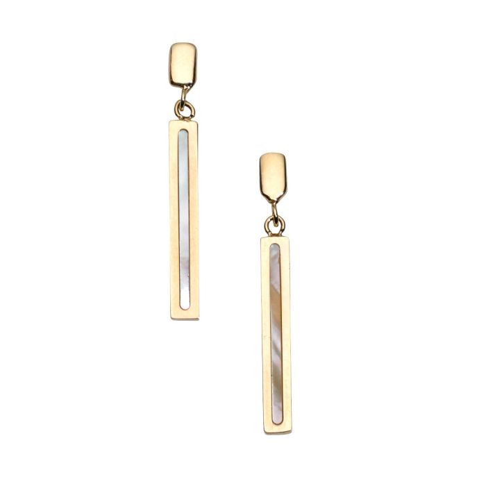 14K Yellow Gold La Perla White Mother of Pearl Bar Earrings ER10497 | Hannoush Jewelers