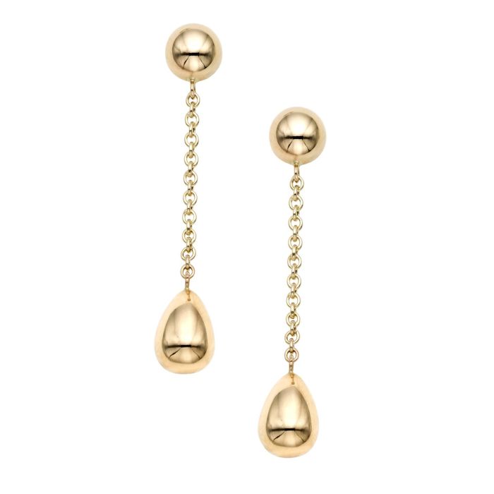 14K yellow Gold Trinity Bead Drop Earrings ER10786 | Hannoush Jewelers