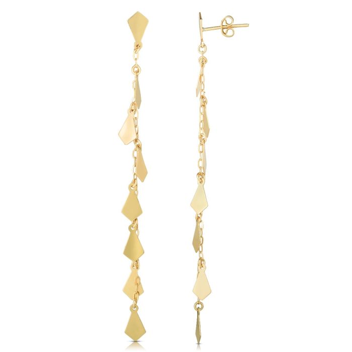 14kt Gold Yellow Finish 4.4x68.5mm Polished Tear Drop Drop Earring with Push Back Clasp ER11224 | Hannoush Jewelers