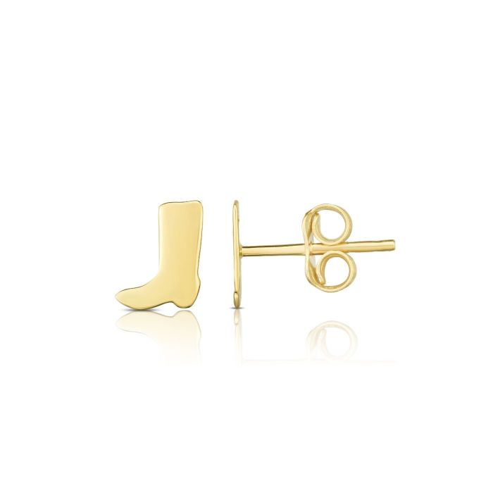 14kt Gold Yellow Finish 6.8x5.3mm Polished Post Boot Earring with Push Back Clasp ER11383 | Hannoush Jewelers