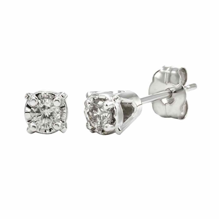 Miracle Studs 14K White Gold Solitaire Diamond Earrings 0.25cttw ER25RD-W4WMP-IN | Hannoush Jewelers