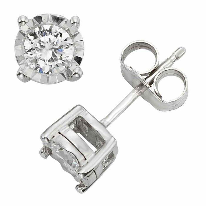 Miracle Studs 14kt White Gold Diamond Solitare Earrings 0.50cttw ER50RD-W4WMP-IN | Hannoush Jewelers