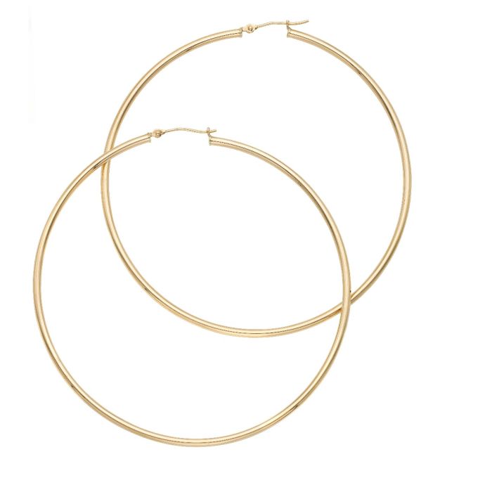 14K Yellow Gold 2x70mm Extra-Large Round Hoops ER8709 | Hannoush Jewelers