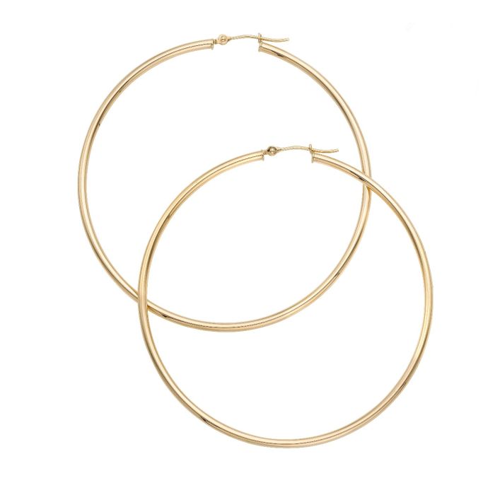 14K Yellow Gold 2x60mm Large Round Hoops ER8710 | Hannoush Jewelers