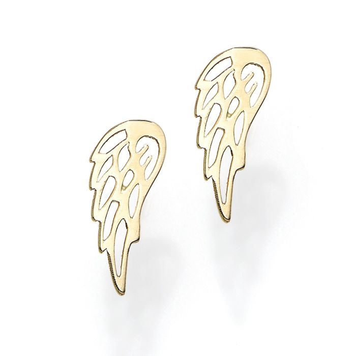 14kt Yellow Gold Polished Wing Post Earring with Push Back Clasp ER8799 | Hannoush Jewelers